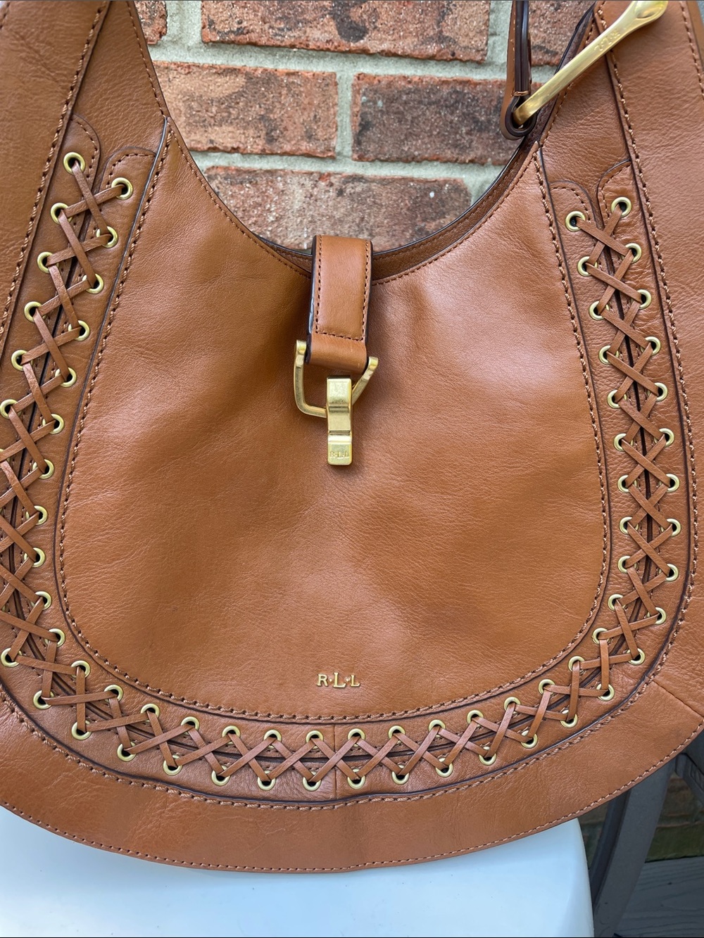 Lauren Ralph Lauren Ashfield Abree Hobo in Field Brown Large - Picture 2 of 10